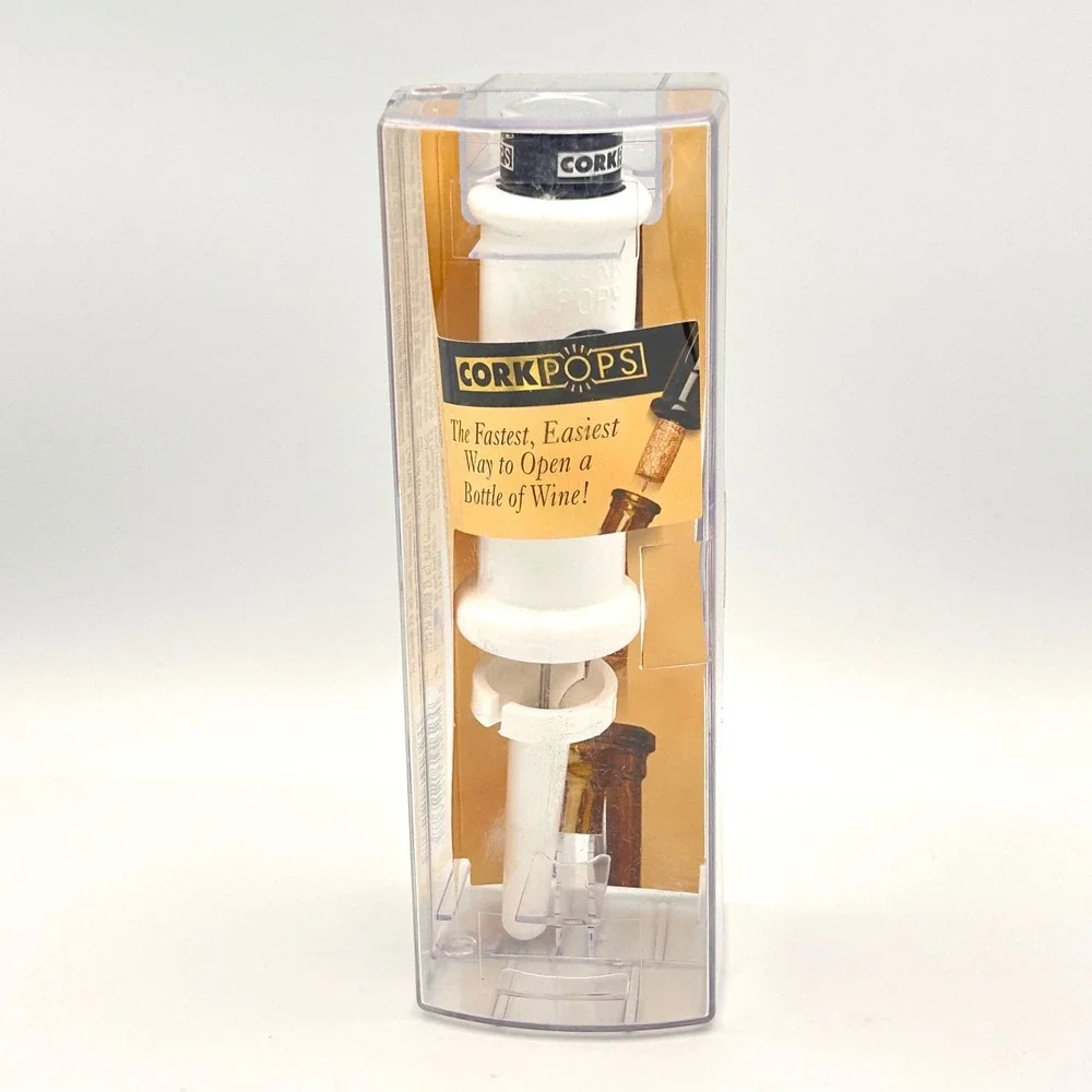 Cork Pops I Original Wine‎ Bottle Opener White Pressurized Air Cork Remover New